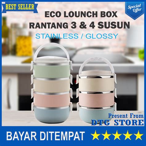 Rantang Susun 3 Susun Stainless Steel Eco Lunch Box Glossy 